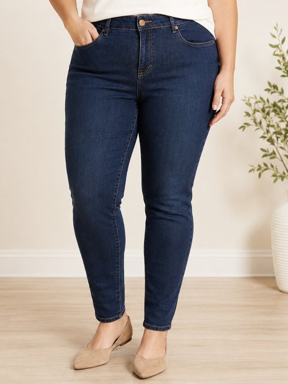 LOFT Plus Made & Loved Skinny Jeans Size 16 Dark Wash Slim Pockets